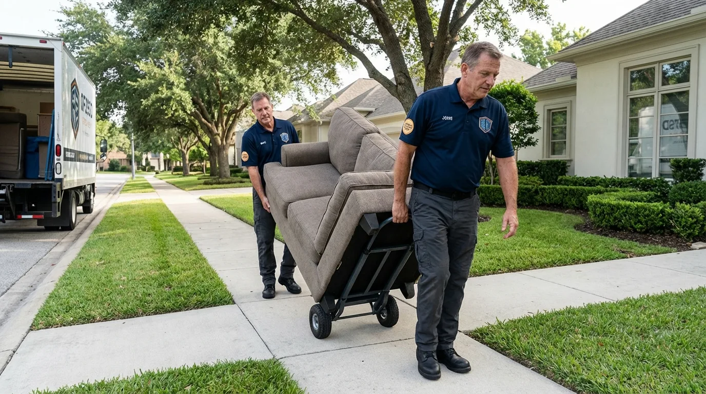 Local residential moving crew loading furniture in Portland, CT